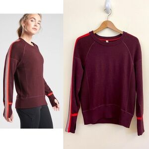 Women's Burgundy Sweater with Red Stripes